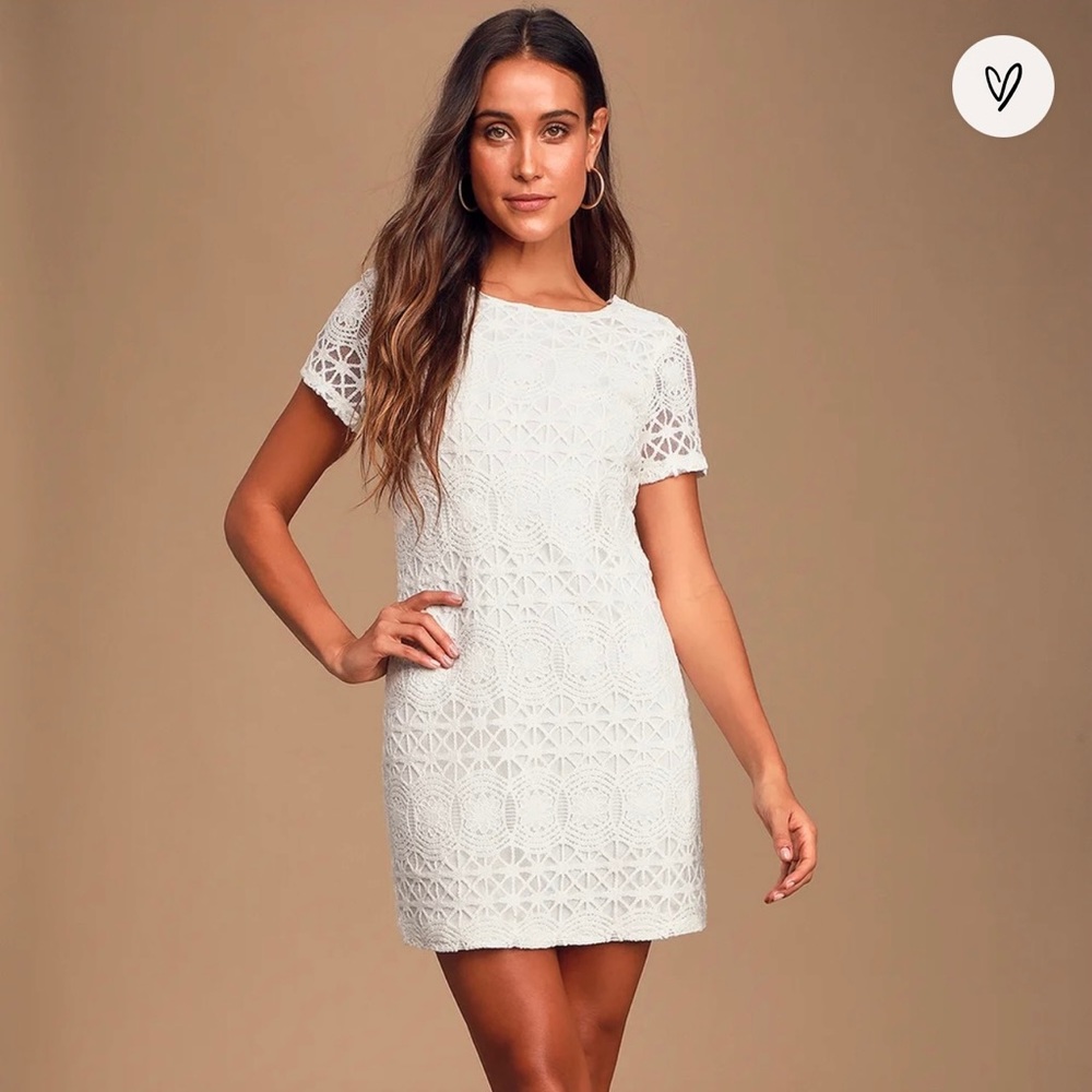 Women’s Lulu’s Love you for eternity, white lace shift dress